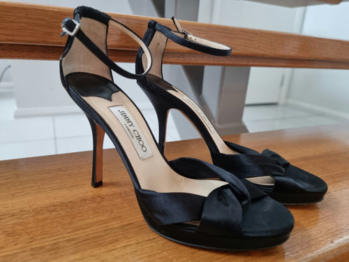 Jimmy choo cross over satin heels