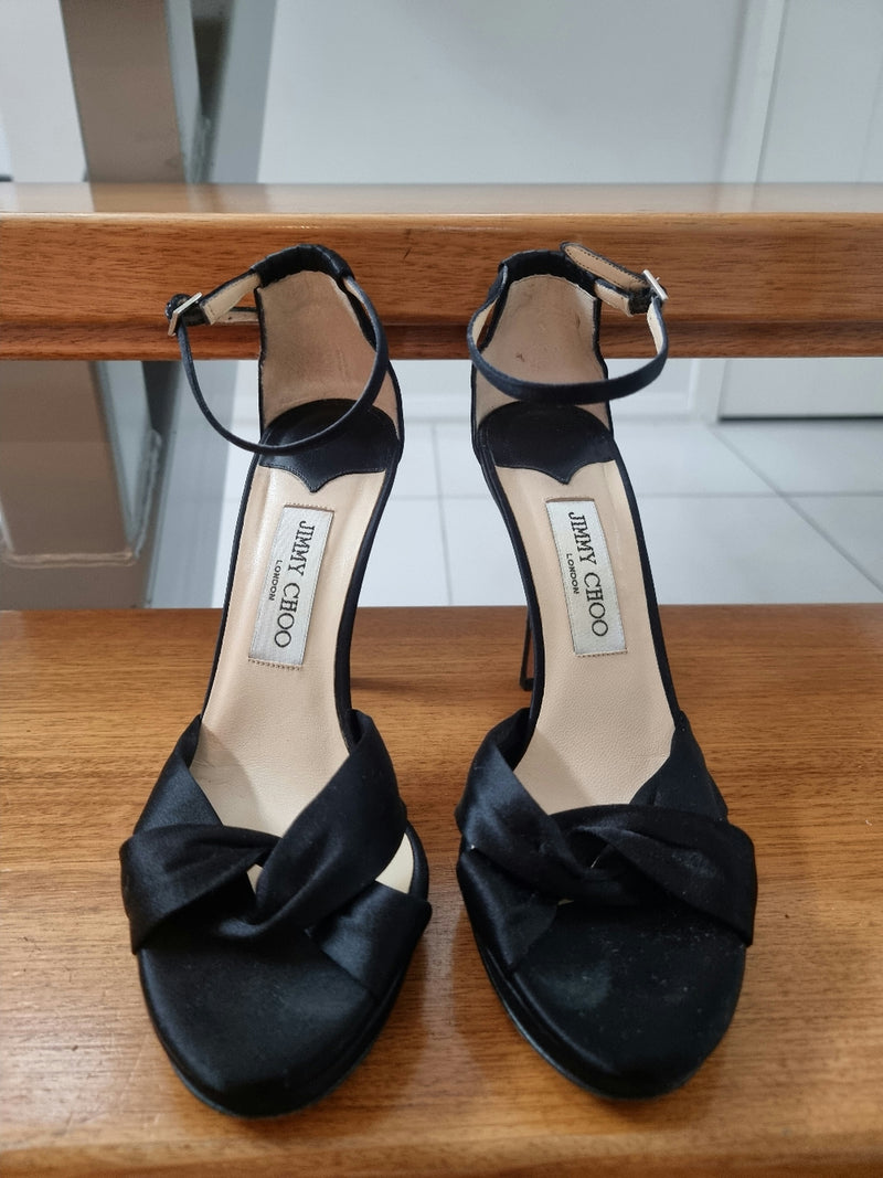 Jimmy choo cross over satin heels