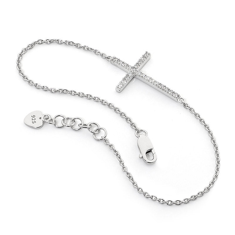 Ellani Silver Cross Bracelet