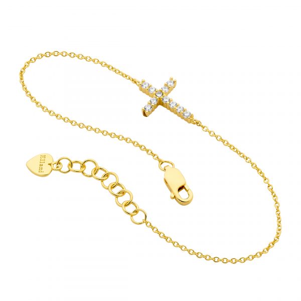 Ellani Yellow Gold Cross Bracelet